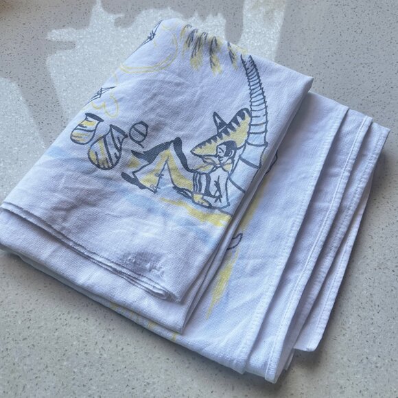 1950s Mexican Topper Tablecloth 30" X 31.5" Tropical Palm Trees Flower Vendor - Picture 1 of 9